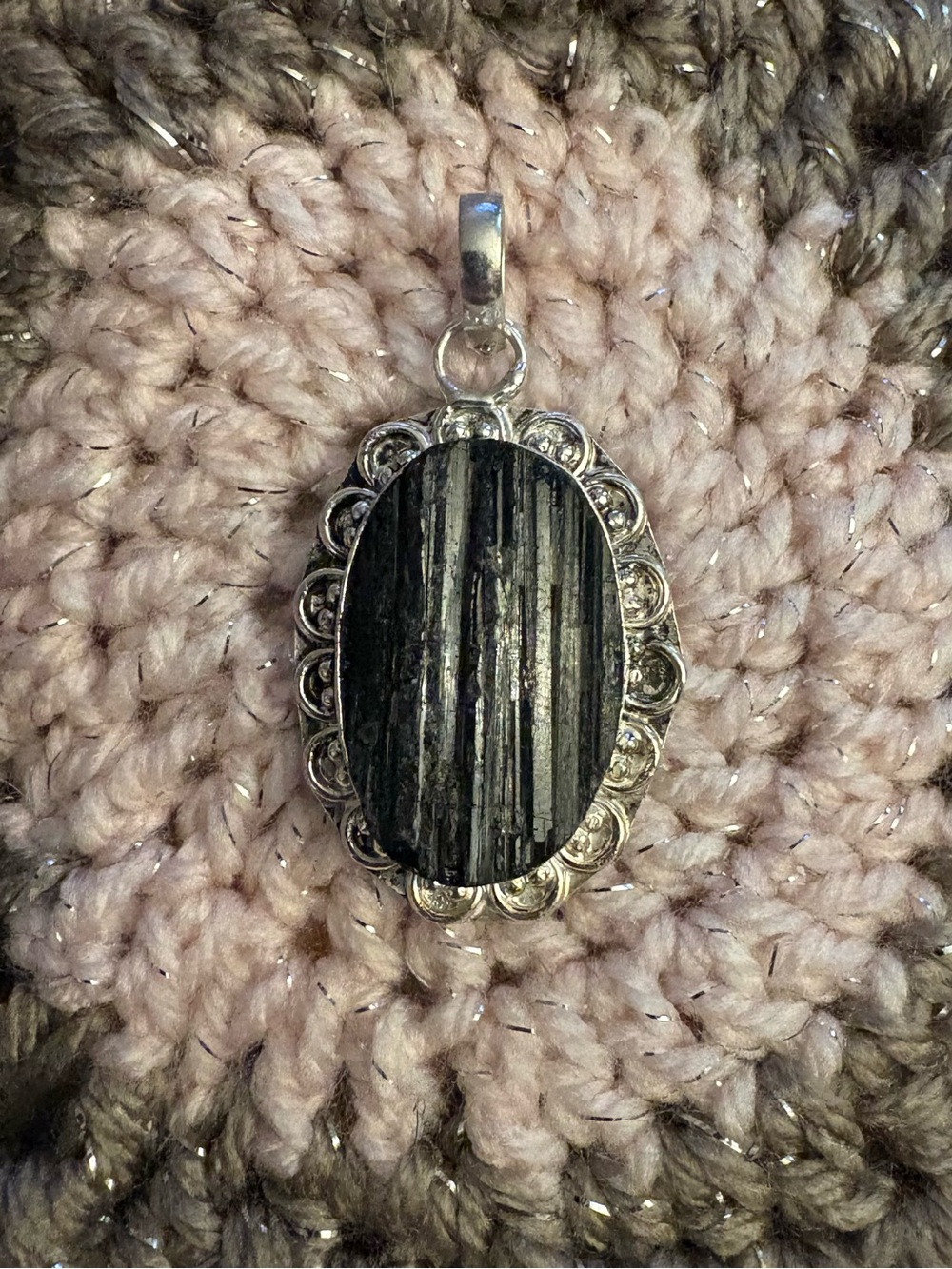 Sterling Silver Black Tourmaline Oval Pendant - Elegant Women's Necklace